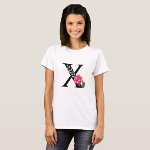 Monogramm Anfangsbuchstabe X in Schwarz mit rosa R T-Shirt