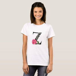 Monogramm Anfangsbuchstabe Z in Schwarz mit rosa R T-Shirt