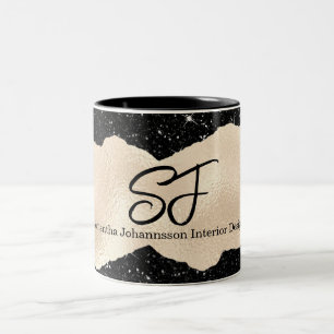 Monogramm-Anfangsbuchstaben auf Luxus-Schwarz und Zweifarbige Tasse