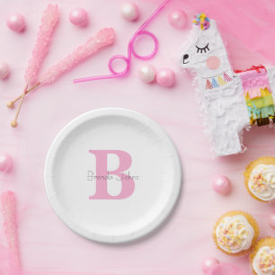 Monogramm Anfangsbuchstaben Baby Shower Rosa Benut Pappteller