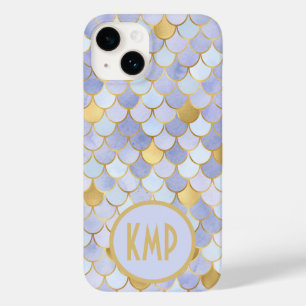 Monogramm Anfangsbuchstaben Blau Gold Meerjungfrau Case-Mate iPhone 14 Hülle