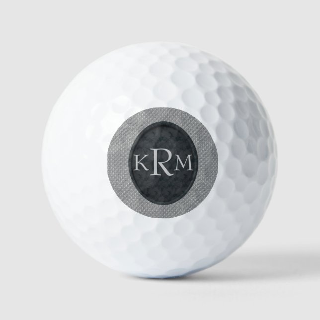 Monogramm Anfangsbuchstaben Elegantes schwarzes Bl Golfball (Vorderseite)
