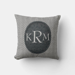 Monogramm Anfangsbuchstaben Elegantes schwarzes fl Kissen