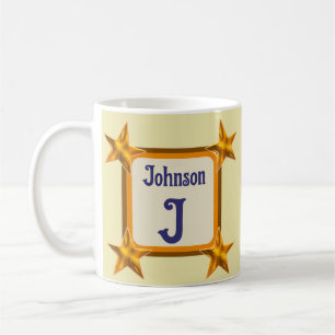 Monogramm Anfangsbuchstaben Gold-Star-Nachname Kaffeetasse