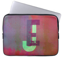 Monogramm Anfangsbuchstaben Grunge Funky Lila Grün
