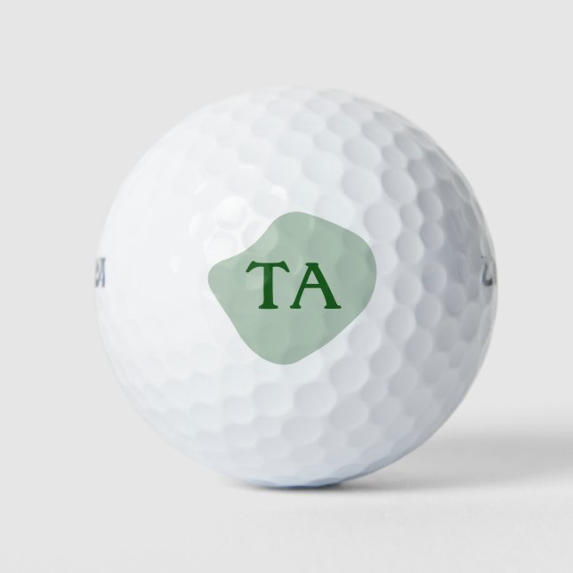 Monogramm-Anfangsbuchstaben in Grün auf farbiger B Golfball (Vorderseite)