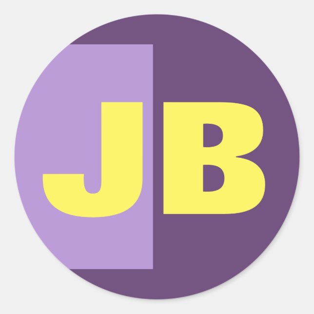 Monogramm Anfangsbuchstaben Indigogelb Minimalisti Runder Aufkleber (Vorderseite)