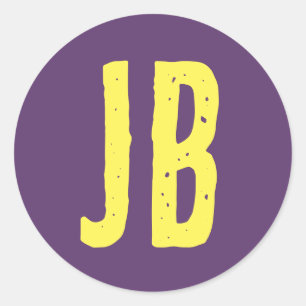 Monogramm Anfangsbuchstaben Indigogelb Minimalisti Runder Aufkleber