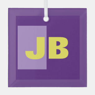 Monogramm Anfangsbuchstaben Lila gelb Ornament Aus Glas