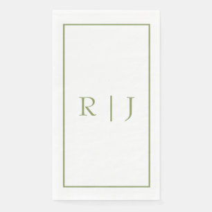 Monogramm Anfangsbuchstaben Name Moosgrün Elegante Serviette