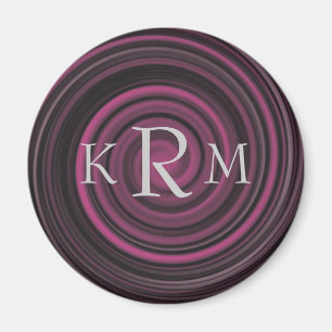 Monogramm Anfangsbuchstaben Pflaumen Wirbel Person Magnet