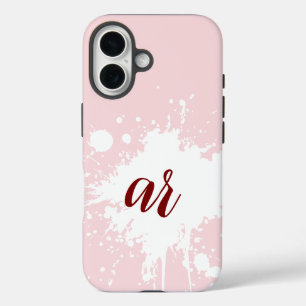 Monogramm Anfangsbuchstaben Puderrosa Weiß Spritze iPhone 16 Hülle