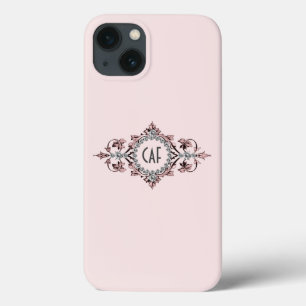 Monogramm Anfangsbuchstaben Rosa Grau Silber Schwu Case-Mate iPhone Hülle