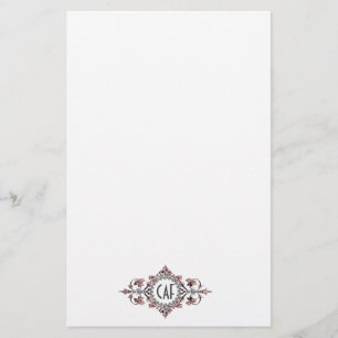 Monogramm Anfangsbuchstaben Rosa Grau Verzierung  Briefpapier