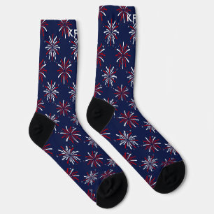 Monogramm-Anfangsbuchstaben Rot & Weiß Feuerwerk a Socken
