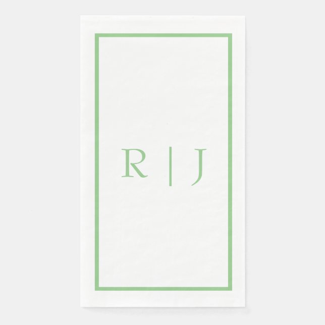 Monogramm Anfangsbuchstaben Salbei Grün Weiß Einfa Serviette (Vorderseite)
