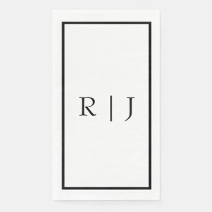 Monogramm Anfangsbuchstaben Schwarz Weiß Einfache Serviette