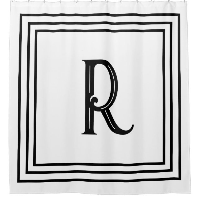 Monogramm Anfangsbuchstaben Schwarz Weiß Schrift D Duschvorhang (Vorderseite)