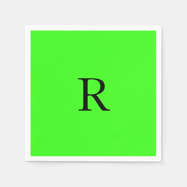 Monogramm Anfangsfarbstoff Neon Green Bright Brigh Serviette (Vorderseite)