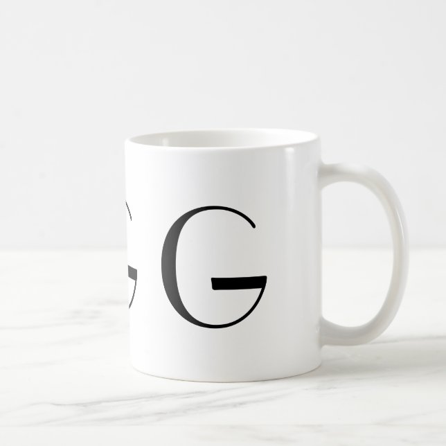Monogramm Anfangsg schwarze u. weiße moderne Kaffeetasse (Rechts)