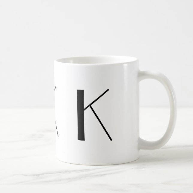 Monogramm Anfangsk schwarze u. weiße moderne Kaffeetasse (Rechts)