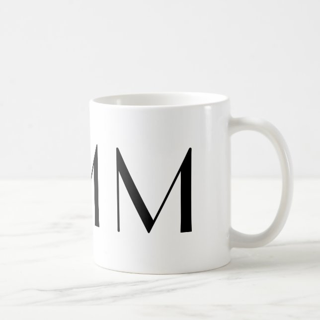 Monogramm Anfangsm schwarze u. weiße moderne Kaffeetasse (Rechts)