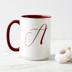 Monogramm Anfangsname Deep Red White Wedding Gesch Tasse
