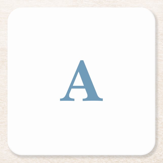Monogramm Anfangsname Dusty Blue White Simple 2023 Rechteckiger Pappuntersetzer (Vorderseite)
