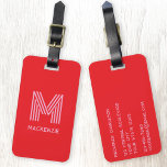 Monogramm Anfangsname Einfach Rosa und Rot Gepäckanhänger<br><div class="desc">Erleben Sie Ihre Reise mit diesem modernen Typografie-minimalistischen Monogramm-Initial-Namensdesign in Rosa und Rot, das sich in personalisieren lässt. Diese stilvollen Tags sorgen nicht nur dafür, dass Ihr Gepäck sich am Karussell abhebt, sondern tragen auch zu Ihrer persönlichen Touch bei. Entworfen für eine einfache Identifizierung, sodass Ihre Reisen reibungsloser und besser...</div>