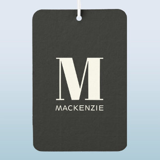 Monogramm Anfangsname Einfach Schwarz und Weiß Autolufterfrischer