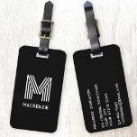 Monogramm Anfangsname Einfach Schwarz und Weiß Gepäckanhänger<br><div class="desc">Erleben Sie Ihre Reise mit diesem modernen Typografie-minimalistischen Monogramm-Initial-Namensdesign in Schwarz-Weiß, das sich in personalisieren lässt. Diese stilvollen Tags sorgen nicht nur dafür, dass Ihr Gepäck sich am Karussell abhebt, sondern tragen auch zu Ihrer persönlichen Touch bei. Entworfen für eine einfache Identifizierung, sodass Ihre Reisen reibungsloser und besser organisiert werden....</div>
