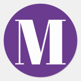 Monogramm Anfangsnummer lila weiß anpassen Runder Aufkleber