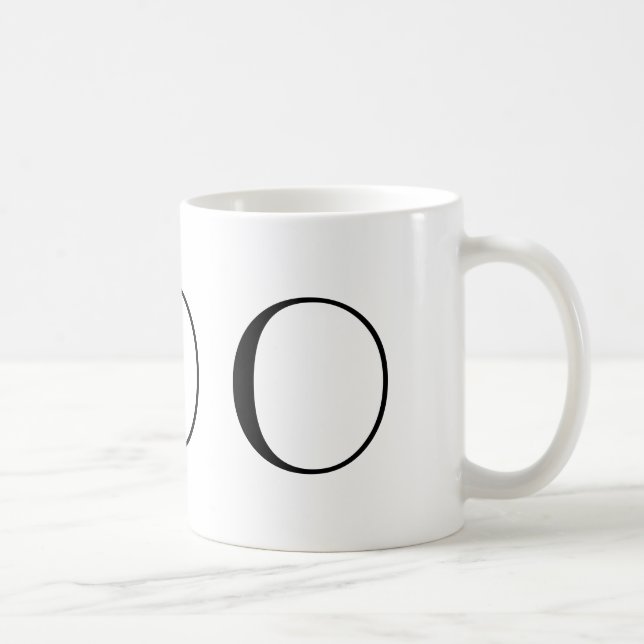 Monogramm Anfangso schwarze u. weiße moderne Kaffeetasse (Rechts)