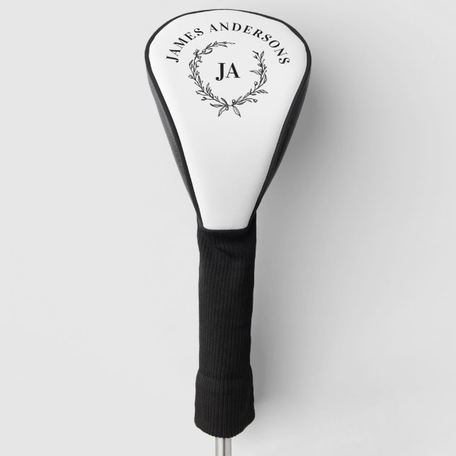 Monogramm Anfangspaar Kranz modern elegant Golf Headcover (Vorderseite)