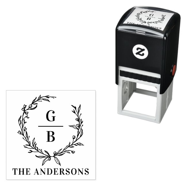 Monogramm Anfangspaar Kranz modern elegant Permastempel (Beispiel)