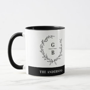 Monogramm Anfangspaar Kranz modern elegant Tasse