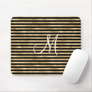 Monogramm Anfangspad mit Gold und schwarz gestreif Mousepad