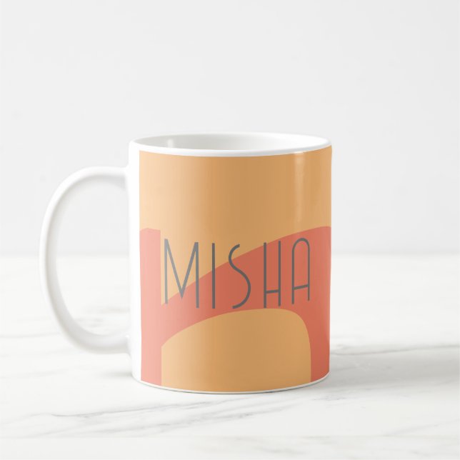 Monogramm Anfangspfirsichpfirk rosa Name modern Kaffeetasse (Links)
