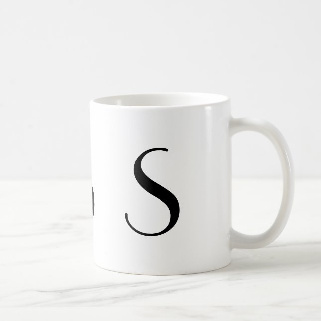 Monogramm Anfangss schwarze u. weiße moderne Kaffeetasse (Rechts)