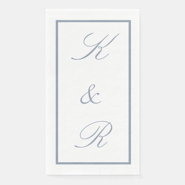 Monogramm Anfangsstaub Blau Hochzeit Moderne Schri Serviette (Vorderseite)