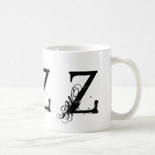 Monogramm Anfangsz schwarze u. weiße Kaffeetasse
