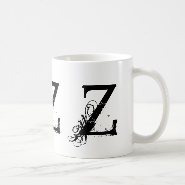 Monogramm Anfangsz schwarze u. weiße Kaffeetasse (Rechts)