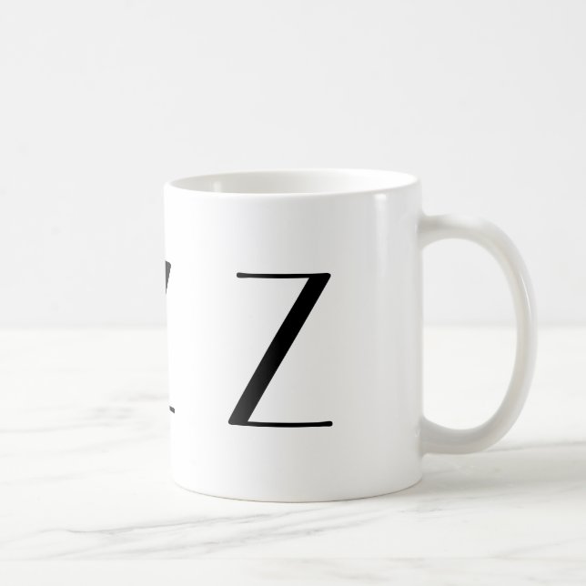 Monogramm Anfangsz schwarze u. weiße moderne Kaffeetasse (Rechts)