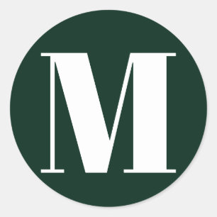 Monogramm Anfangszahl grün, weiß Runder Aufkleber