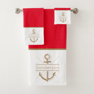 Monogramm-Anker der Nautic Family Badhandtuch Set