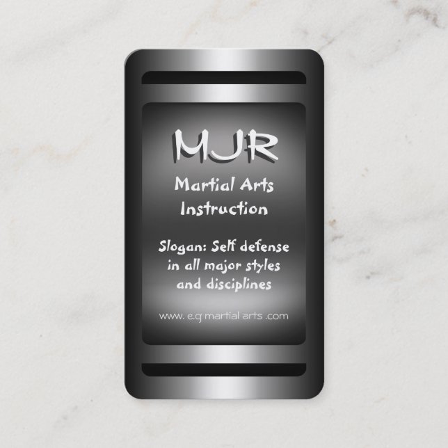 Monogramm, Anleitung für Kampfkunst, Metallaussehe Visitenkarte (Vorderseite)
