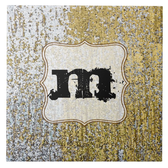 Monogramm-Anzeigetafel für Gold und Silber Fliese (Vorderseite)