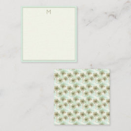 Monogramm Aqua und Creme Tropical Palm Tree Mitteilungskarte
