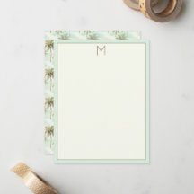 Monogramm Aqua und Creme Tropical Palm Tree