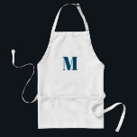 Monogramm aquamarin blau anpassen schürze<br><div class="desc">Monogramm erste aquamarine blaue Schürze für Erwachsene anpassen</div>